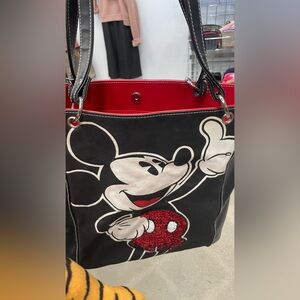 Disney Mickey Mouse red rinestoned Black and Red Tote Bag